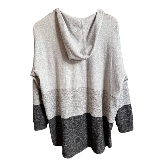 Sunday Gray Black Striped Hoodie Sweater Plus Size 2X V-Neck Pullover - Picture 2 of 7